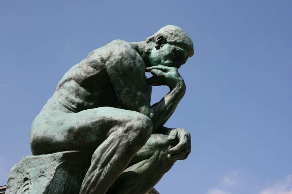 I thought you might enjoy the thinker to symbolise the thought process in engage a picture hanger.