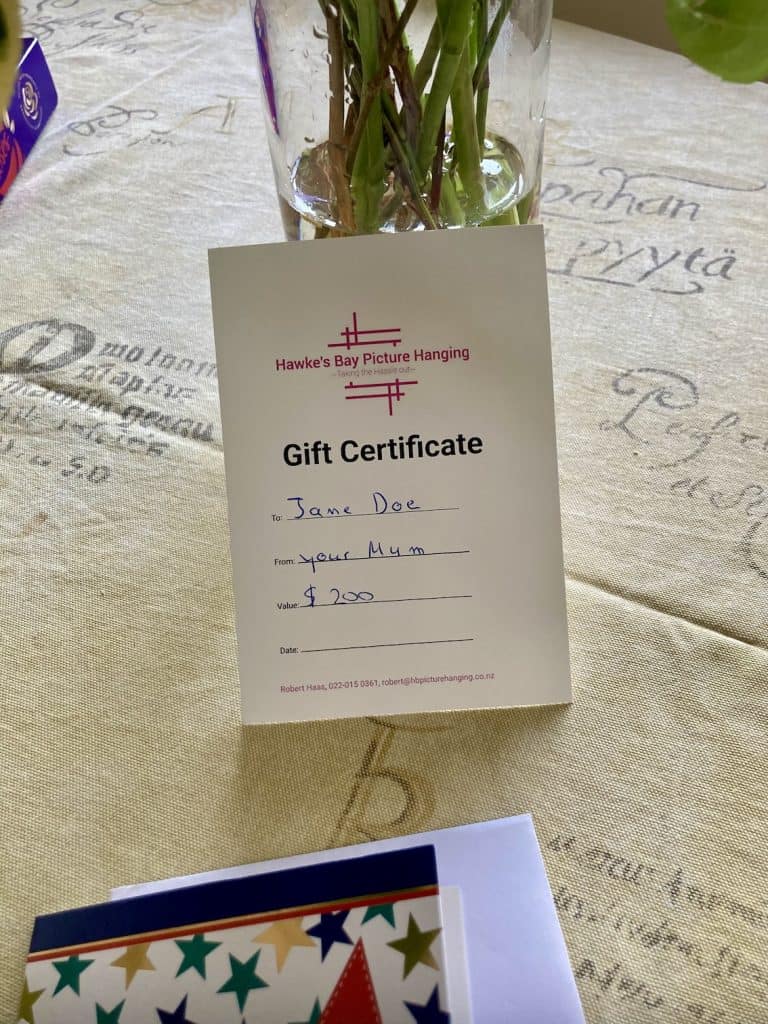 Hawke's Bay Picture Hanging gift certificate